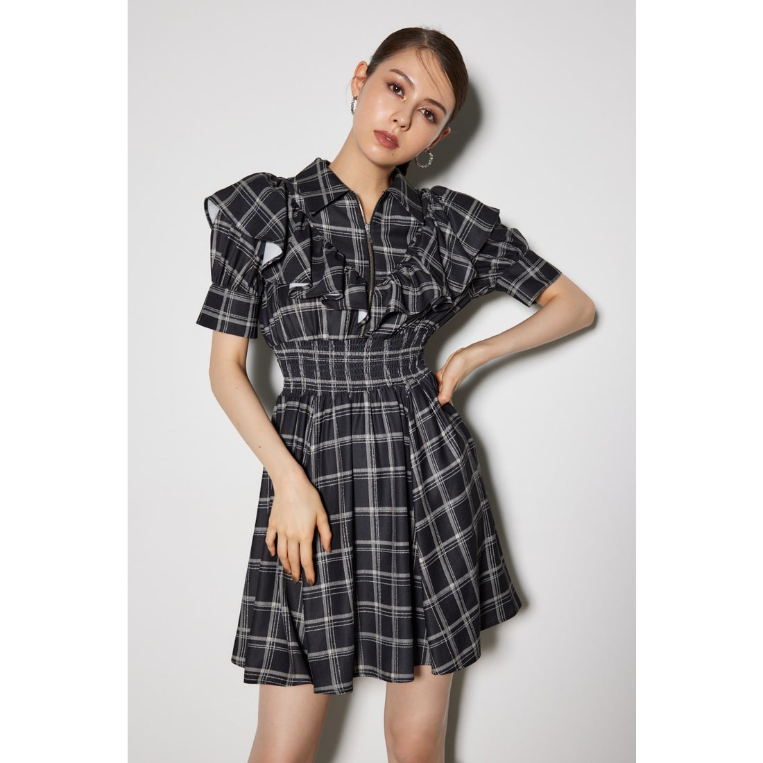 RIENDA GOLF ハーフジップ 半袖ポロシャツミニワンピース RIENDA GOLF