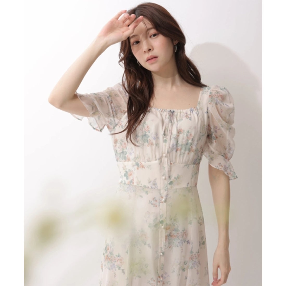 Rirandture LAURAASHLEYコラボパフスリーブプリントワンピース リランドチュール Rirandture 〈LAURA ASHLEYコラボ〉パフスリーブ