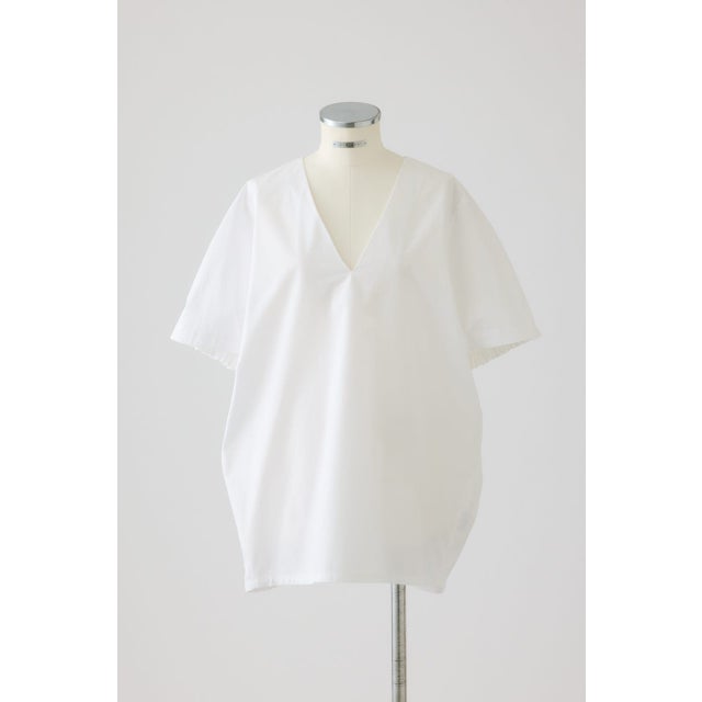 Gather sleeve v-neck PO WHT