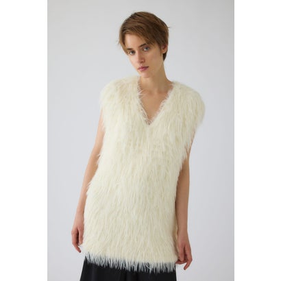 Fuzzy Knit Tunic Vest WHT｜詳細画像