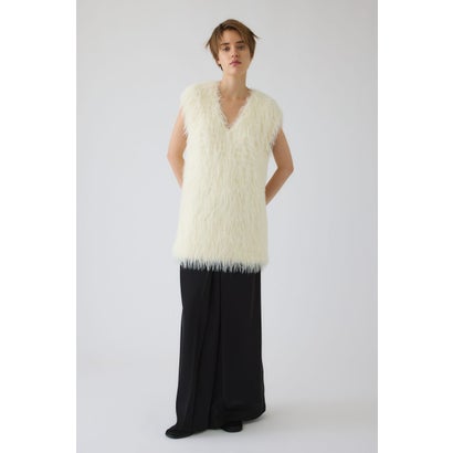 Fuzzy Knit Tunic Vest WHT｜詳細画像