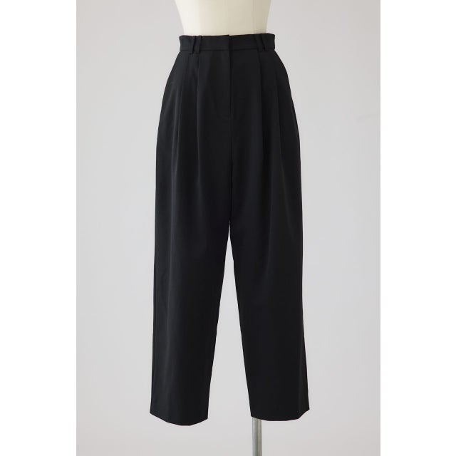 W tuck wool slacks BLK