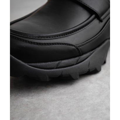 ローファー スニーカー フェイクレザー フェイクスエード メンズ レディース 合成皮革 ボリュームソール 厚底 シンプル 無地 おしゃれ カジュアル 15290 （ブラック）｜詳細画像