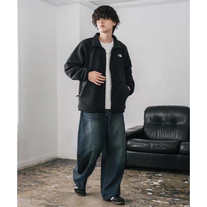 ロッキーモンロー Rocky Monroe THE NORTH FACE フリースジャケット メンズ レディース ブルゾン アウター フルジップ ロゴ刺繍 ボア スタンドカラー セミルーズ 16246 （ブラック）｜詳細画像