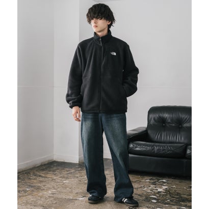 ロッキーモンロー Rocky Monroe THE NORTH FACE フリースジャケット メンズ レディース ブルゾン アウター フルジップ ロゴ刺繍 ボア スタンドカラー セミルーズ 16246 （ブラック）｜詳細画像
