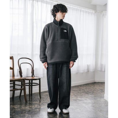 THE NORTH FACE フリース ハーフジップ メンズ レディース 長袖 プルオーバー ワンポイント ロゴ ボア スタンドカラー セミルーズ 16245 （Asphalt Grey/TNF Black）｜詳細画像