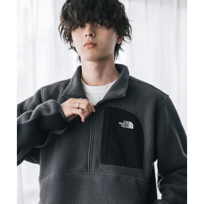 THE NORTH FACE フリース ハーフジップ メンズ レディース 長袖 プルオーバー ワンポイント ロゴ ボア スタンドカラー セミルーズ 16245 （Asphalt Grey/TNF Black）｜詳細画像