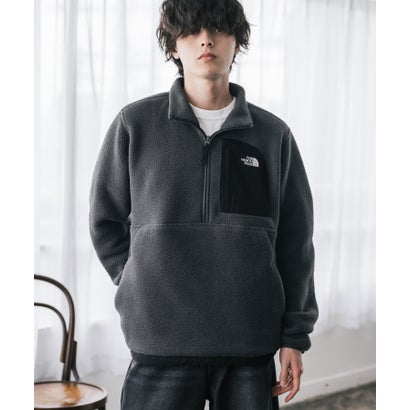 THE NORTH FACE フリース ハーフジップ メンズ レディース 長袖 プルオーバー ワンポイント ロゴ ボア スタンドカラー セミルーズ 16245 （Asphalt Grey/TNF Black）｜詳細画像