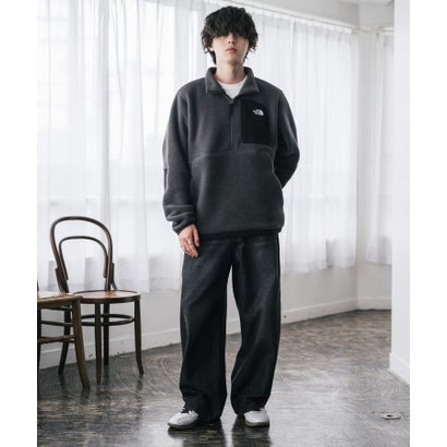 THE NORTH FACE フリース ハーフジップ メンズ レディース 長袖 プルオーバー ワンポイント ロゴ ボア スタンドカラー セミルーズ 16245 （Asphalt Grey/TNF Black）｜詳細画像
