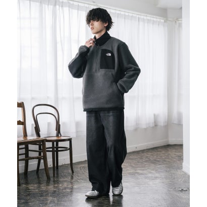 THE NORTH FACE フリース ハーフジップ メンズ レディース 長袖 プルオーバー ワンポイント ロゴ ボア スタンドカラー セミルーズ 16245 （Asphalt Grey/TNF Black）｜詳細画像
