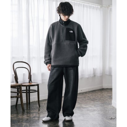 THE NORTH FACE フリース ハーフジップ メンズ レディース 長袖 プルオーバー ワンポイント ロゴ ボア スタンドカラー セミルーズ 16245 （Asphalt Grey/TNF Black）｜詳細画像