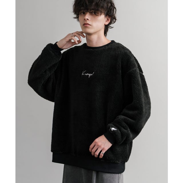 KANGOL カンゴール トレーナー ボア フリース メンズ レディース スウェット シャギーボア オーバーサイズ ビッグシルエット カジュアル 15988 （ブラック）