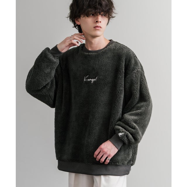 KANGOL カンゴール トレーナー ボア フリース メンズ レディース スウェット シャギーボア オーバーサイズ ビッグシルエット カジュアル 15988 （チャコール）