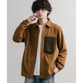 シャツ フリース 長袖 メンズ 切り替え グリッドフリース 静電防止 抗ピリング加工 ストレッチ KRIFF MAYER クリフメイヤー 2615114 16463 （22.キャメル）