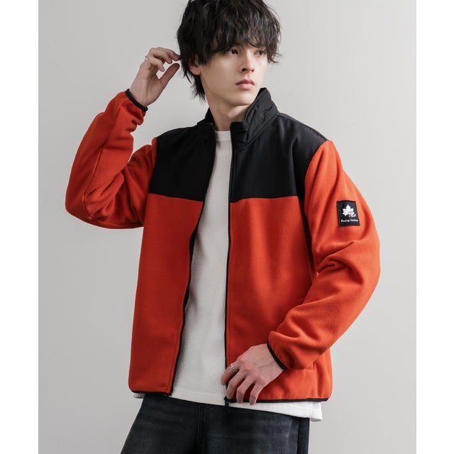 フリースジャケット ブルゾン スタンドネック メンズ レディース ナイロン パイピング 長袖 ロゴ 保温性 LOGOS Park ロゴスパーク 16450 （10.オレンジ）