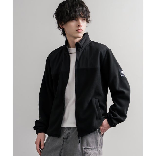 フリースジャケット ブルゾン スタンドネック メンズ レディース ナイロン パイピング 長袖 ロゴ 保温性 LOGOS Park ロゴスパーク 16450 （48.ブラック）