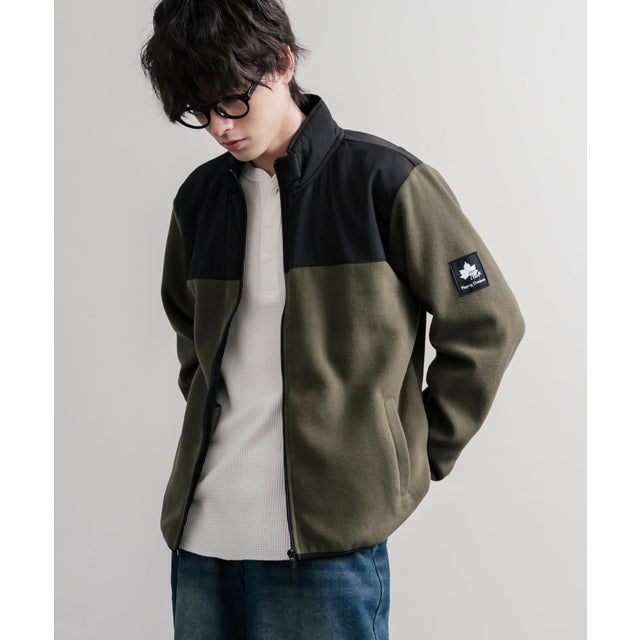 フリースジャケット ブルゾン スタンドネック メンズ レディース ナイロン パイピング 長袖 ロゴ 保温性 LOGOS Park ロゴスパーク 16450 （47.カーキ）
