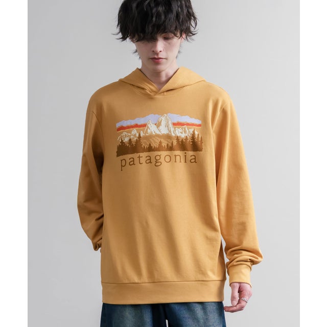Patagonia パタゴニア パーカー プルオーバー 裏毛 フレンチテリー メンズ 長袖 スウェット フーディー レギュラーフィット リラックス ロゴ プリント 16537 （DRIED MANGO）