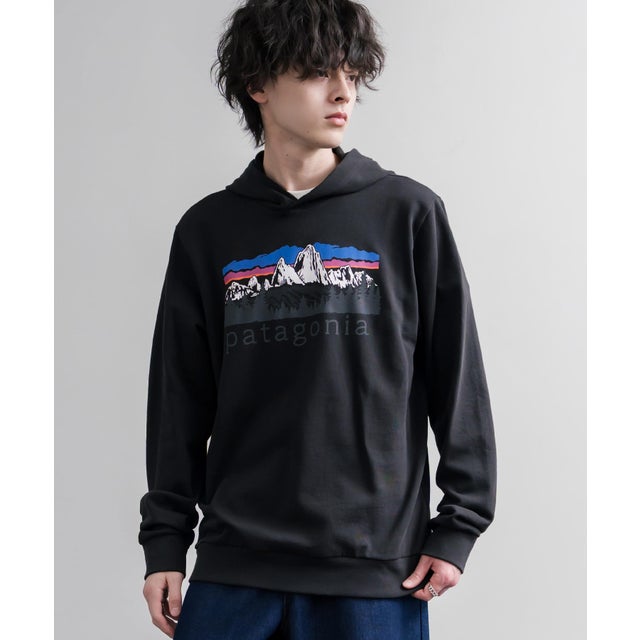 Patagonia パタゴニア パーカー プルオーバー 裏毛 フレンチテリー メンズ 長袖 スウェット フーディー レギュラーフィット リラックス ロゴ プリント 16537 （BLACK）