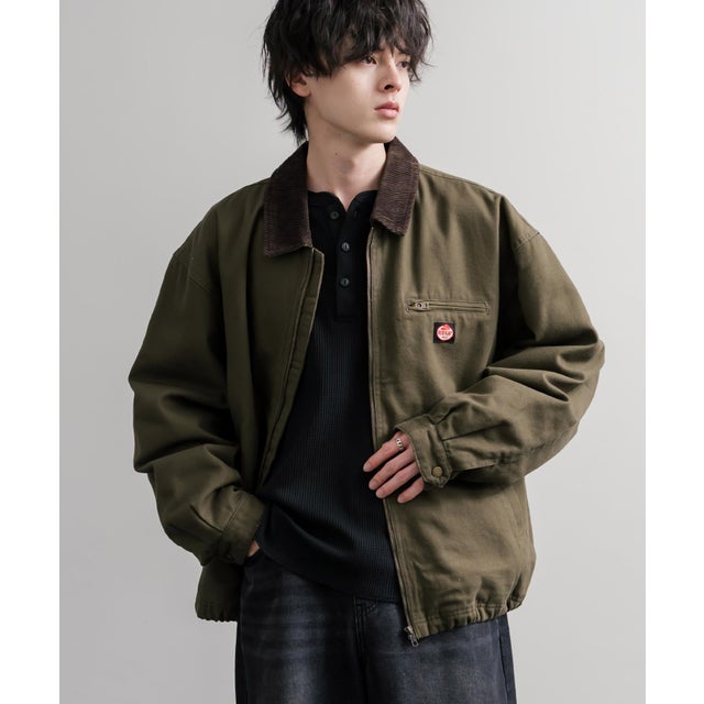ワークジャケット ダックジャケット ブルゾン メンズ レディース カバーオール オーバーサイズ 中綿キルティング  RED KAP レッドキャップ 16545 （カーキ）