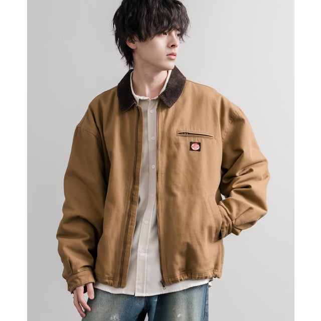 ワークジャケット ダックジャケット ブルゾン メンズ レディース カバーオール オーバーサイズ 中綿キルティング  RED KAP レッドキャップ 16545 （ベージュ）