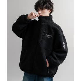 ボアジャケット ブルゾン メンズ レディース シープボア アウター オーバーサイズ リラックス ゆったり スタンドカラー ワンポイント CONVERSE 16594 （49.ブラック）