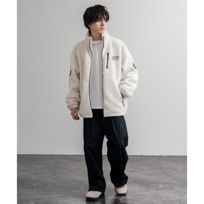 ボアジャケット ブルゾン メンズ レディース シープボア アウター オーバーサイズ リラックス ゆったり スタンドカラー ワンポイント CONVERSE 16594 （15.モカ）｜詳細画像