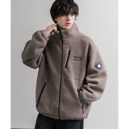 ボアジャケット ブルゾン メンズ レディース シープボア アウター オーバーサイズ リラックス ゆったり スタンドカラー ワンポイント CONVERSE 16594 （15.モカ）｜詳細画像