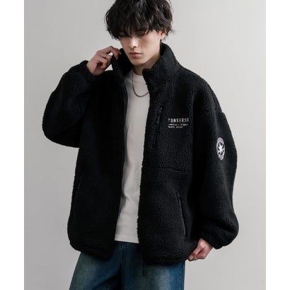 ボアジャケット ブルゾン メンズ レディース シープボア アウター オーバーサイズ リラックス ゆったり スタンドカラー ワンポイント CONVERSE 16594 （28.アイボリー）｜詳細画像