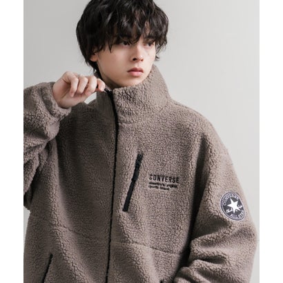 ボアジャケット ブルゾン メンズ レディース シープボア アウター オーバーサイズ リラックス ゆったり スタンドカラー ワンポイント CONVERSE 16594 （28.アイボリー）｜詳細画像
