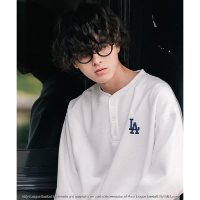 ロッキーモンロー Rocky Monroe MLB メジャーリーグベースボール スウェット ヘンリーネック 裏起毛 長袖 メンズ レディース トレーナー NYY LAD SD プルオーバー 16320 （ホワイト(LA)）｜詳細画像