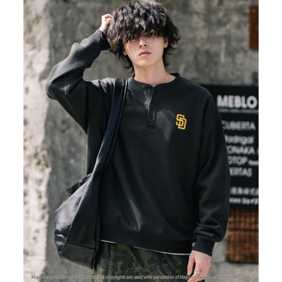 ロッキーモンロー Rocky Monroe MLB メジャーリーグベースボール スウェット ヘンリーネック 裏起毛 長袖 メンズ レディース トレーナー NYY LAD SD プルオーバー 16320 （ネイビー(NY)）｜詳細画像