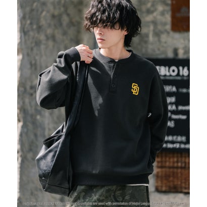 ロッキーモンロー Rocky Monroe MLB メジャーリーグベースボール スウェット ヘンリーネック 裏起毛 長袖 メンズ レディース トレーナー NYY LAD SD プルオーバー 16320 （ネイビー(NY)）｜詳細画像