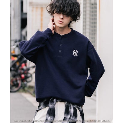 ロッキーモンロー Rocky Monroe MLB メジャーリーグベースボール スウェット ヘンリーネック 裏起毛 長袖 メンズ レディース トレーナー NYY LAD SD プルオーバー 16320 （ネイビー(NY)）｜詳細画像