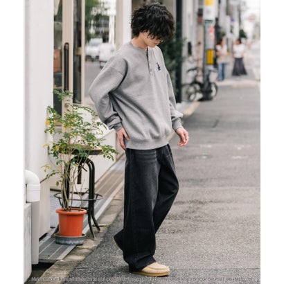 ロッキーモンロー Rocky Monroe MLB メジャーリーグベースボール スウェット ヘンリーネック 裏起毛 長袖 メンズ レディース トレーナー NYY LAD SD プルオーバー 16320 （ブラック(NY)）｜詳細画像