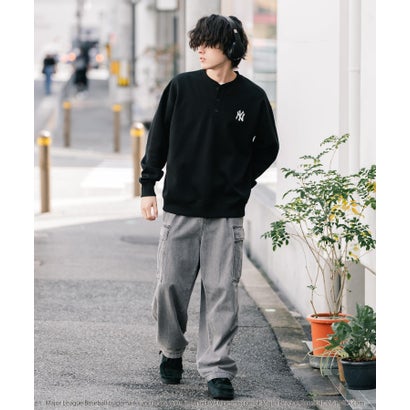 ロッキーモンロー Rocky Monroe MLB メジャーリーグベースボール スウェット ヘンリーネック 裏起毛 長袖 メンズ レディース トレーナー NYY LAD SD プルオーバー 16320 （ブラック(NY)）｜詳細画像