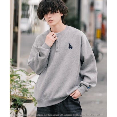 ロッキーモンロー Rocky Monroe MLB メジャーリーグベースボール スウェット ヘンリーネック 裏起毛 長袖 メンズ レディース トレーナー NYY LAD SD プルオーバー 16320 （グレー(LA)）｜詳細画像