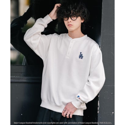 ロッキーモンロー Rocky Monroe MLB メジャーリーグベースボール スウェット ヘンリーネック 裏起毛 長袖 メンズ レディース トレーナー NYY LAD SD プルオーバー 16320 （グレー(LA)）｜詳細画像