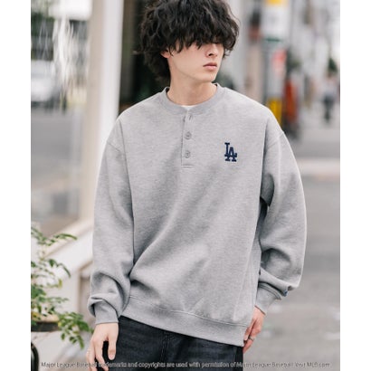 ロッキーモンロー Rocky Monroe MLB メジャーリーグベースボール スウェット ヘンリーネック 裏起毛 長袖 メンズ レディース トレーナー NYY LAD SD プルオーバー 16320 （グレー(LA)）｜詳細画像