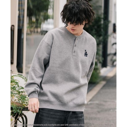 ロッキーモンロー Rocky Monroe MLB メジャーリーグベースボール スウェット ヘンリーネック 裏起毛 長袖 メンズ レディース トレーナー NYY LAD SD プルオーバー 16320 （グレー(LA)）｜詳細画像
