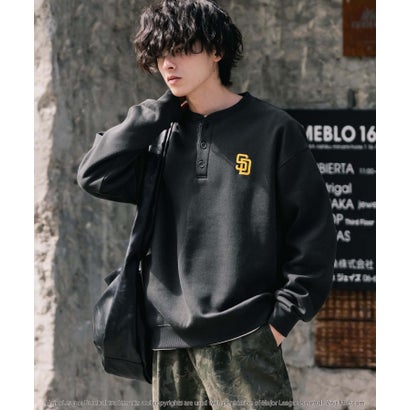 ロッキーモンロー Rocky Monroe MLB メジャーリーグベースボール スウェット ヘンリーネック 裏起毛 長袖 メンズ レディース トレーナー NYY LAD SD プルオーバー 16320 （チャコール(SD)）｜詳細画像