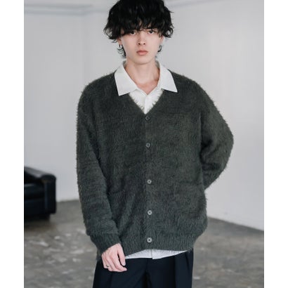 ロッキーモンロー Rocky Monroe カーディガン シャギーニット セーター 無地 長袖 メンズ レディース 起毛 モヘアライク Vネック ライトアウター オーバーサイズ 羽織り 16391 （グレー）｜詳細画像