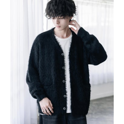 ロッキーモンロー Rocky Monroe カーディガン シャギーニット セーター 無地 長袖 メンズ レディース 起毛 モヘアライク Vネック ライトアウター オーバーサイズ 羽織り 16391 （グレー）｜詳細画像