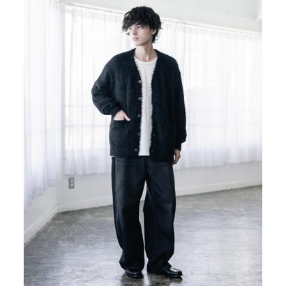 ロッキーモンロー Rocky Monroe カーディガン シャギーニット セーター 無地 長袖 メンズ レディース 起毛 モヘアライク Vネック ライトアウター オーバーサイズ 羽織り 16391 （ブラウン）｜詳細画像