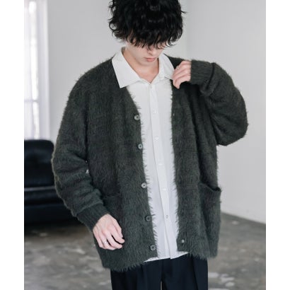 ロッキーモンロー Rocky Monroe カーディガン シャギーニット セーター 無地 長袖 メンズ レディース 起毛 モヘアライク Vネック ライトアウター オーバーサイズ 羽織り 16391 （ブラウン）｜詳細画像