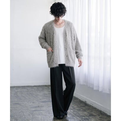 ロッキーモンロー Rocky Monroe カーディガン シャギーニット セーター 無地 長袖 メンズ レディース 起毛 モヘアライク Vネック ライトアウター オーバーサイズ 羽織り 16391 （ブラウン）｜詳細画像