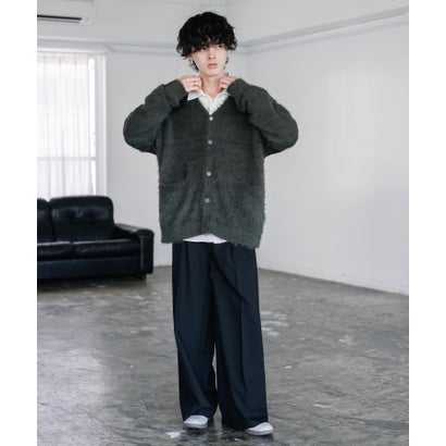 ロッキーモンロー Rocky Monroe カーディガン シャギーニット セーター 無地 長袖 メンズ レディース 起毛 モヘアライク Vネック ライトアウター オーバーサイズ 羽織り 16391 （オフ）｜詳細画像