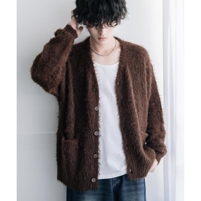 ロッキーモンロー Rocky Monroe カーディガン シャギーニット セーター 無地 長袖 メンズ レディース 起毛 モヘアライク Vネック ライトアウター オーバーサイズ 羽織り 16391 （オフ）｜詳細画像