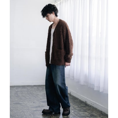 ロッキーモンロー Rocky Monroe カーディガン シャギーニット セーター 無地 長袖 メンズ レディース 起毛 モヘアライク Vネック ライトアウター オーバーサイズ 羽織り 16391 （オフ）｜詳細画像
