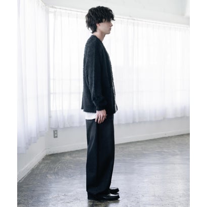 ロッキーモンロー Rocky Monroe カーディガン シャギーニット セーター 無地 長袖 メンズ レディース 起毛 モヘアライク Vネック ライトアウター オーバーサイズ 羽織り 16391 （ブラック）｜詳細画像